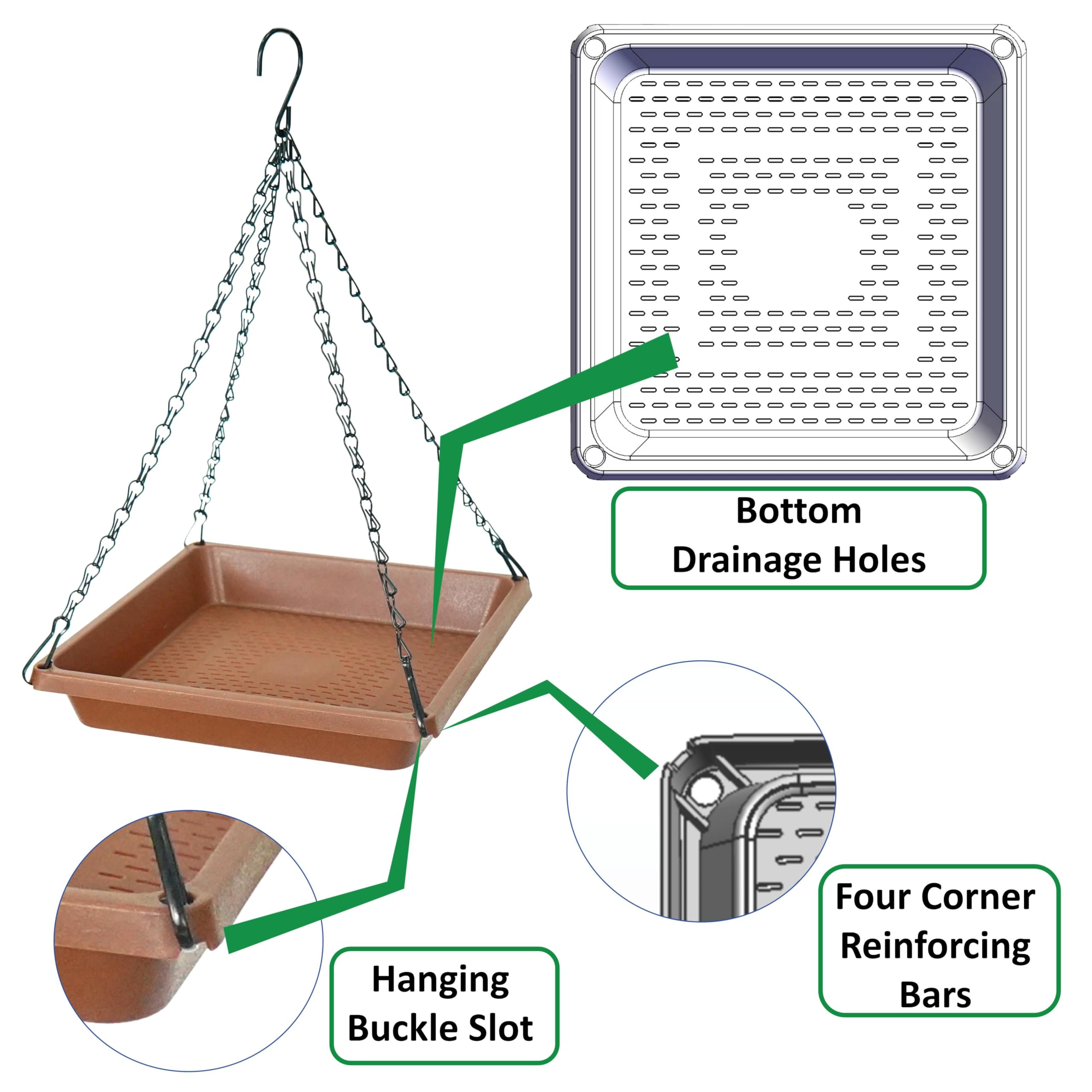 MSKIAUO bird feeder tray with hook on a tree branch