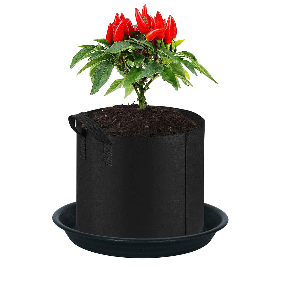 MSKIAUO plant saucer in garden setting, black