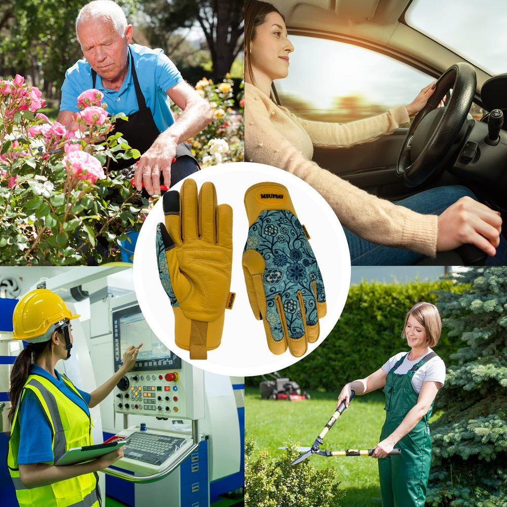 MSUPSAV Garden Gloves being worn while using a smartphone