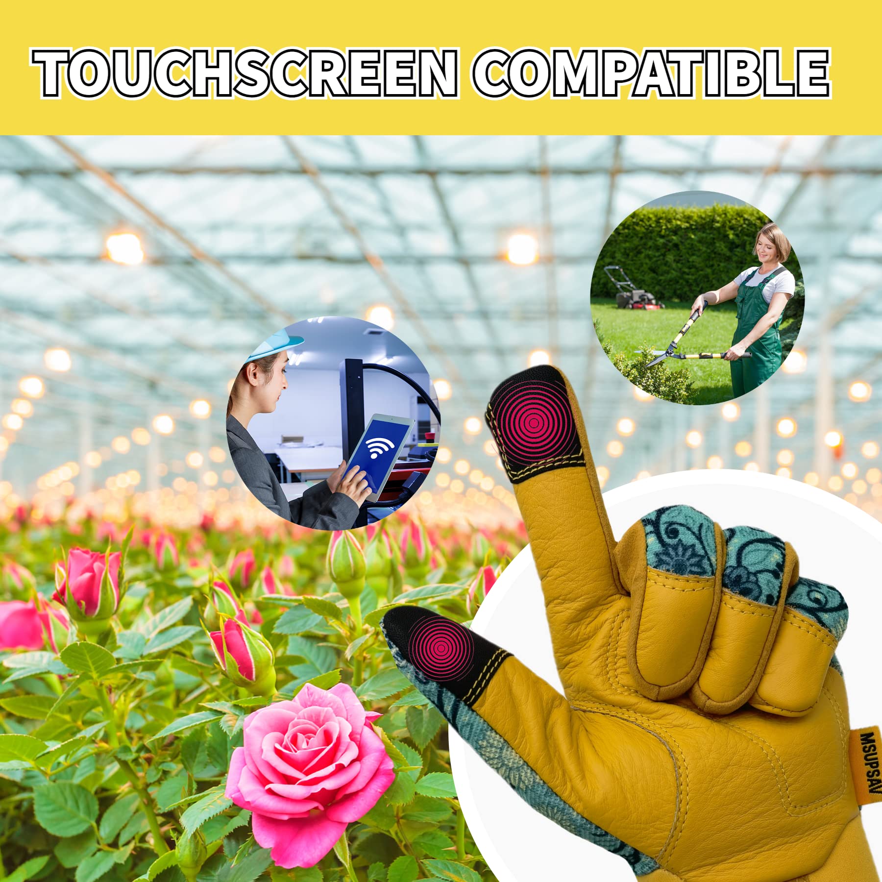 MSUPSAV Garden Gloves touchscreen compatibility on thumb and forefinger