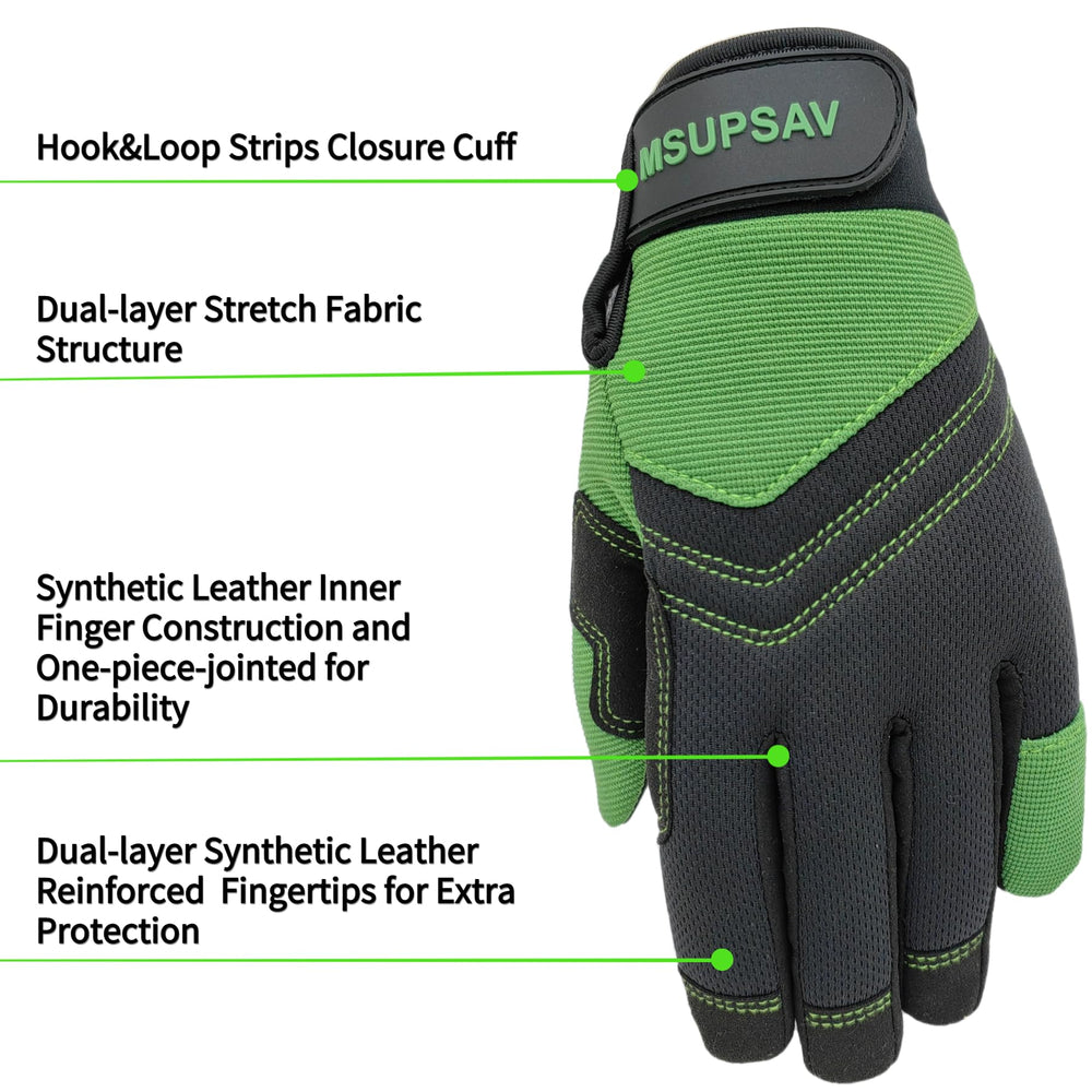 MSUPSAV Gardening Gloves back view showing spandex design