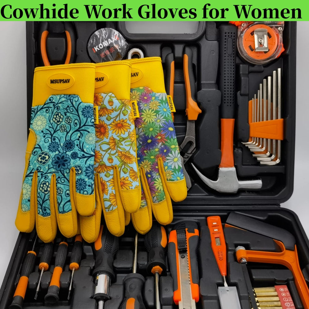MSUPSAV Gardening Gloves displayed with gardening tools