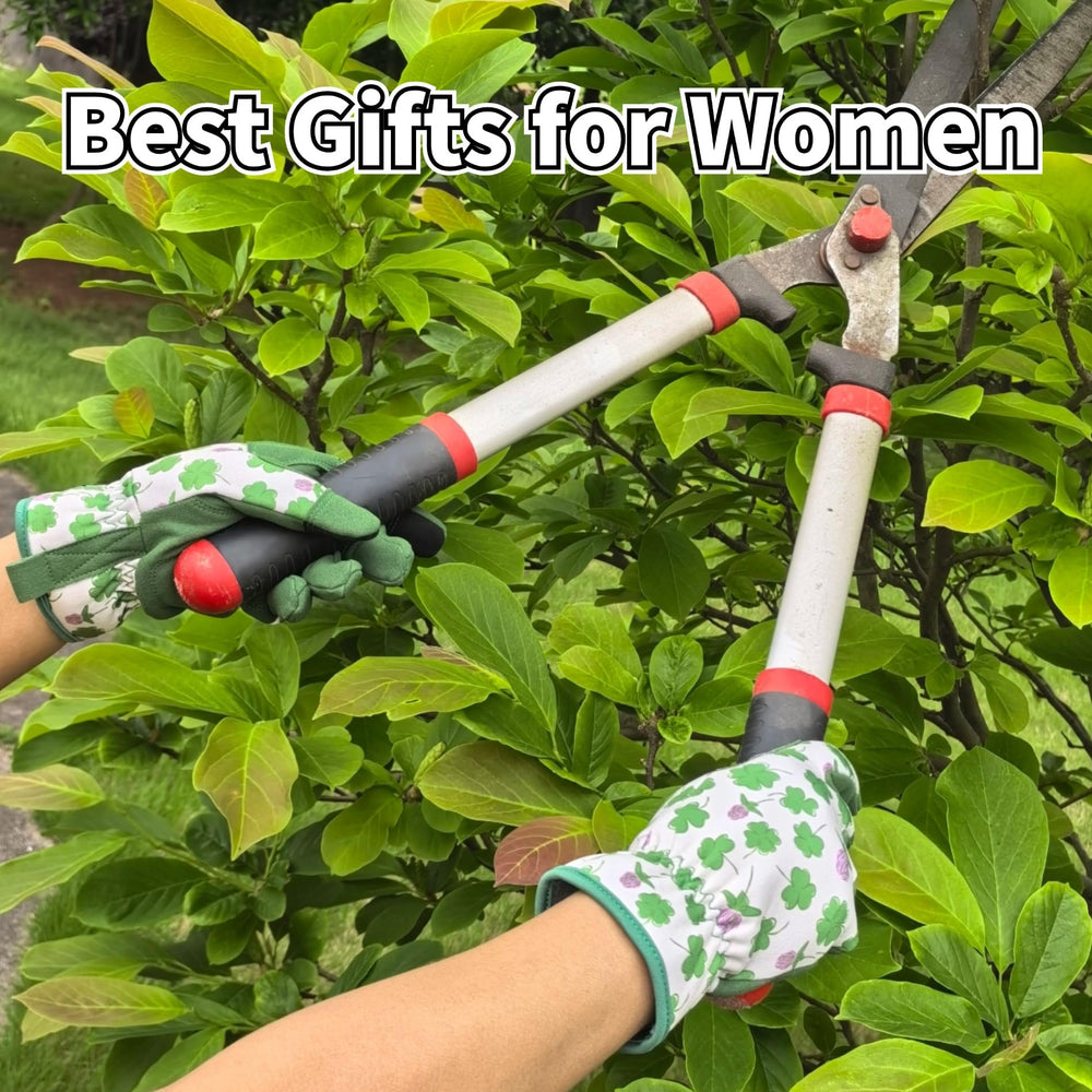 MSUPSAV gardening gloves displayed with gardening tools
