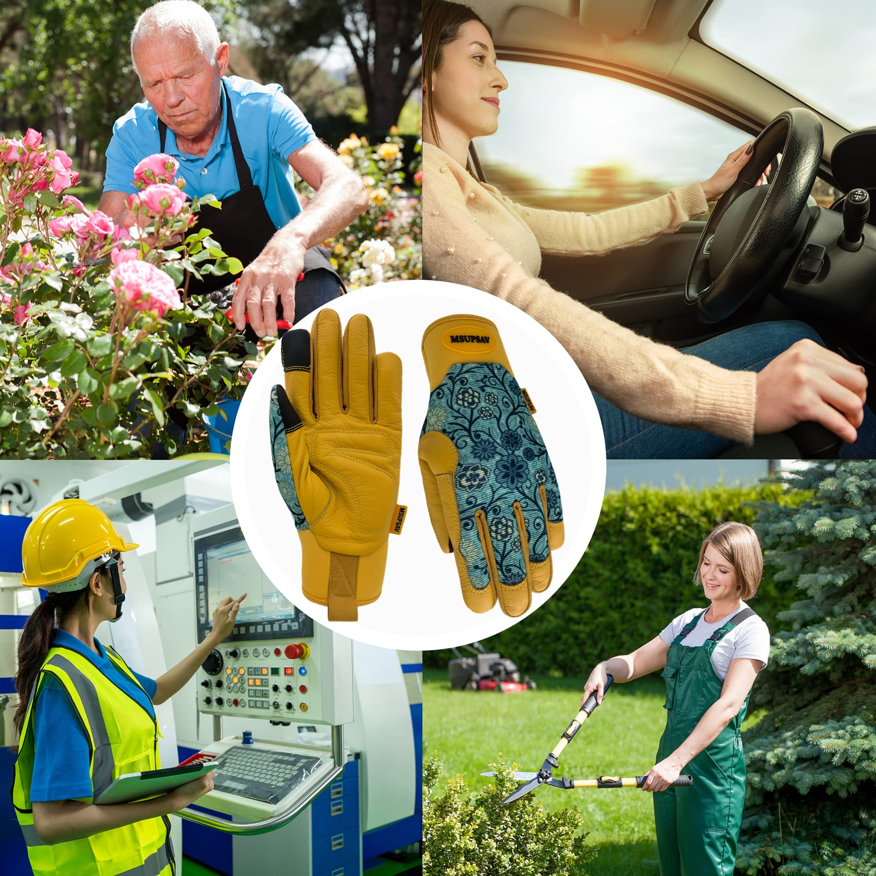 MSUPSAV Gardening Gloves for Women, Blue, Small, in use while gardening