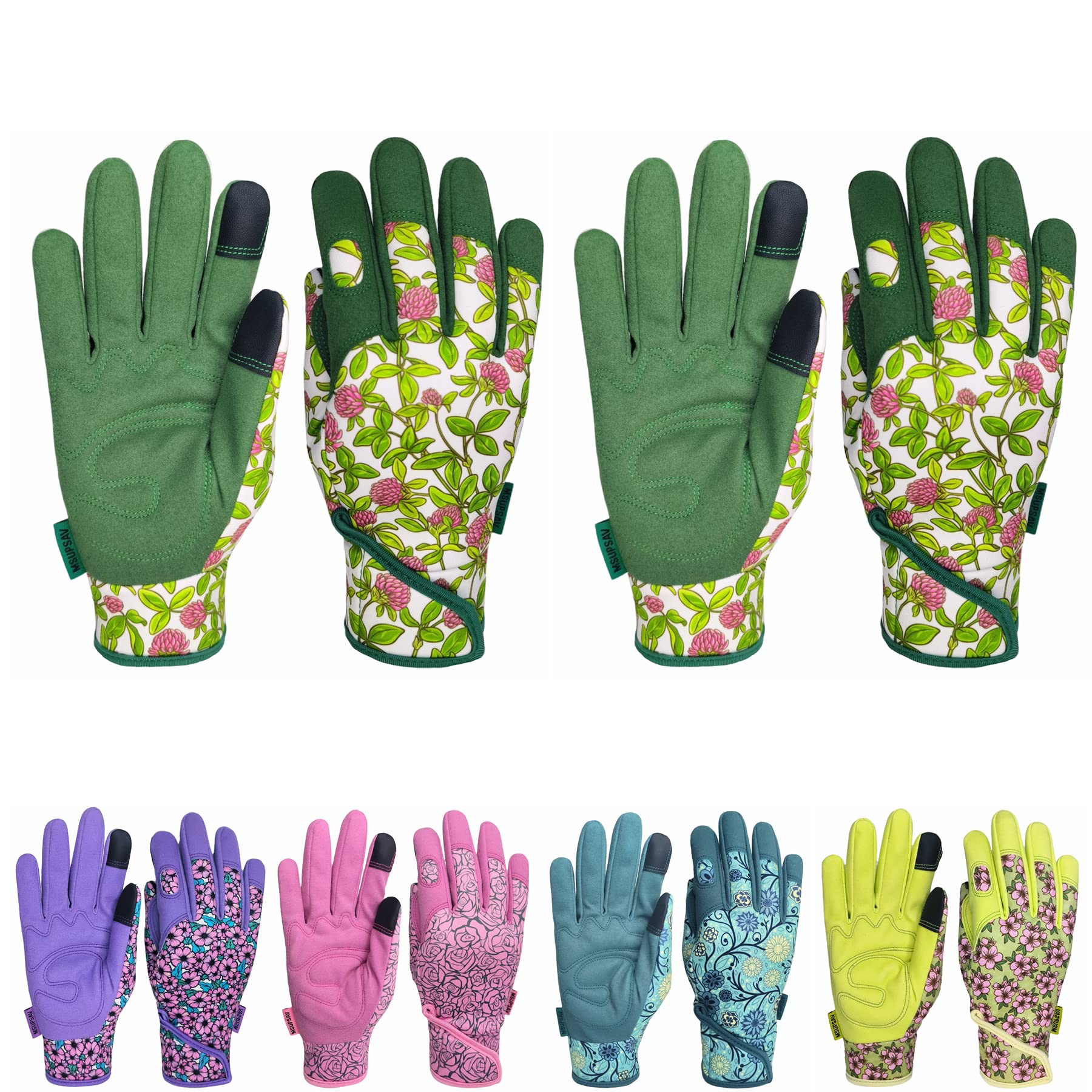 MSUPSAV Gardening Gloves front view, green, large