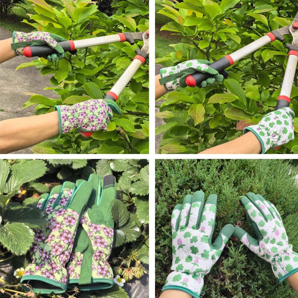 MSUPSAV gardening gloves in use while planting flowers