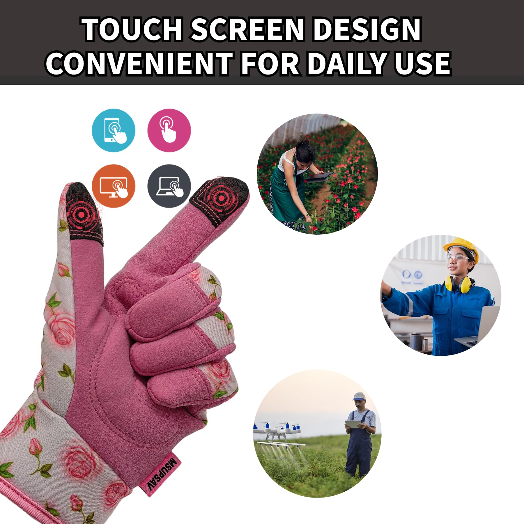 MSUPSAV Gardening Gloves in use while weeding garden