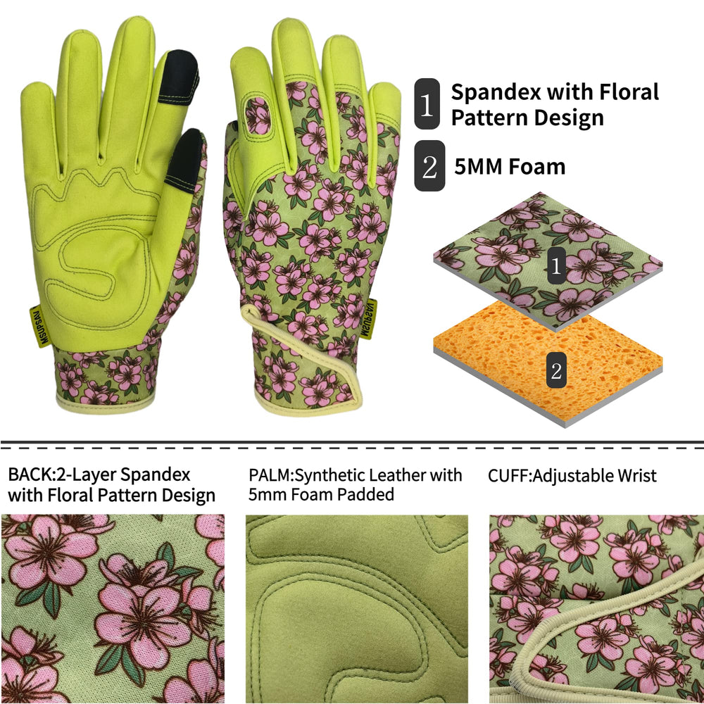 MSUPSAV Gardening Gloves Large Chartreuse back view