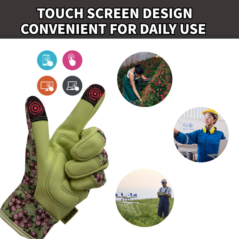 MSUPSAV Gardening Gloves Large Chartreuse details on stitching
