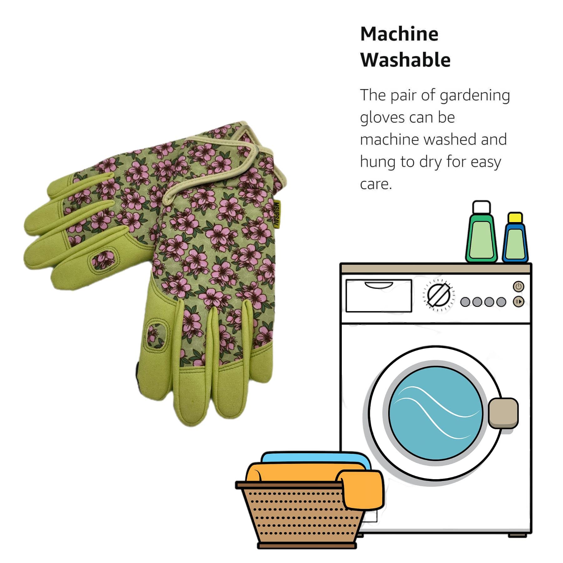 MSUPSAV Gardening Gloves Large Chartreuse side view
