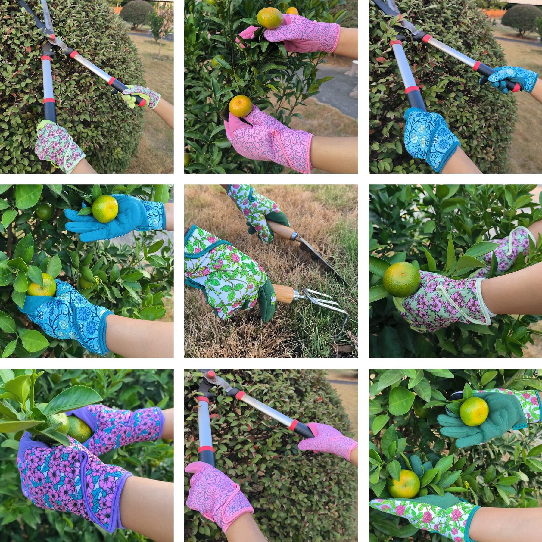 MSUPSAV Gardening Gloves pink gloves in use