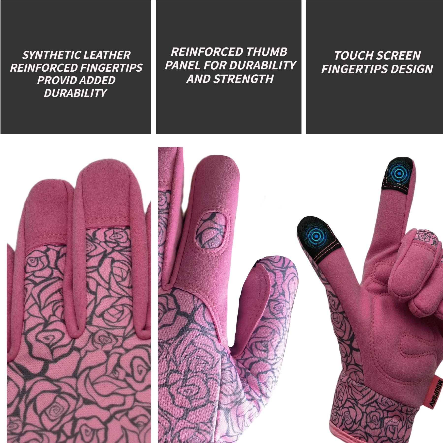 MSUPSAV Gardening Gloves pink gloves on hands