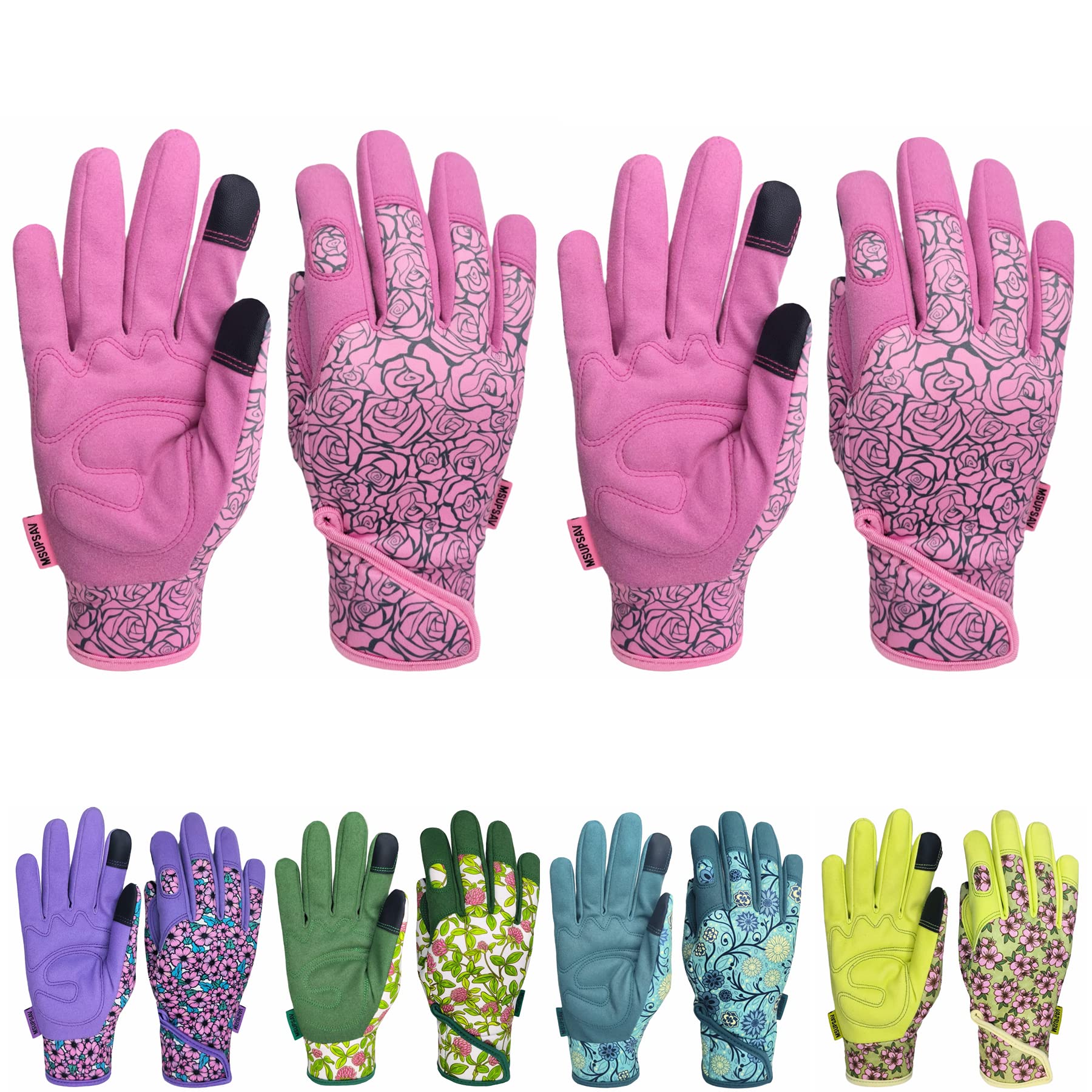 MSUPSAV Gardening Gloves pink pair front view