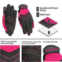MSUPSAV Gardening Gloves pink pair side view
