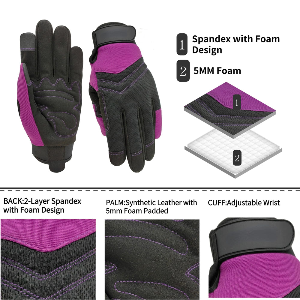 MSUPSAV Gardening Gloves purple back view