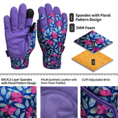 MSUPSAV Gardening Gloves purple with foam padded palm