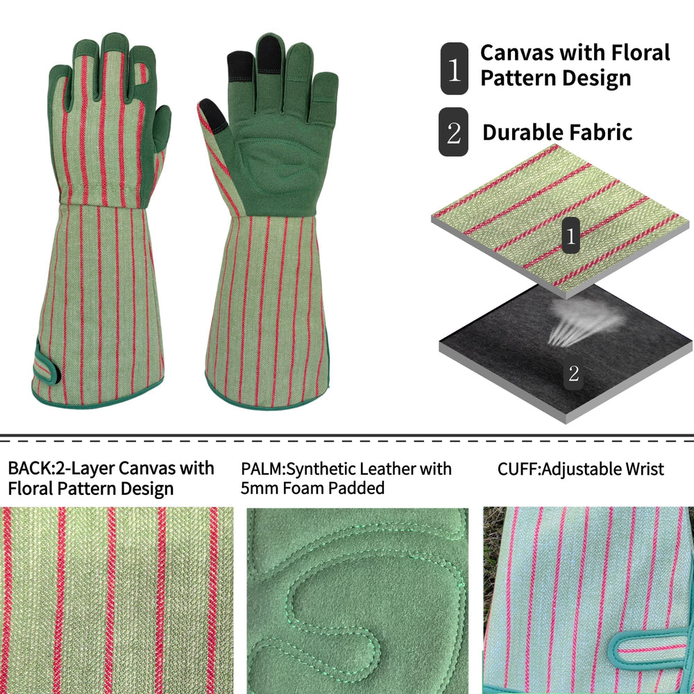 MSUPSAV Gardening Gloves showing floral stripe pattern