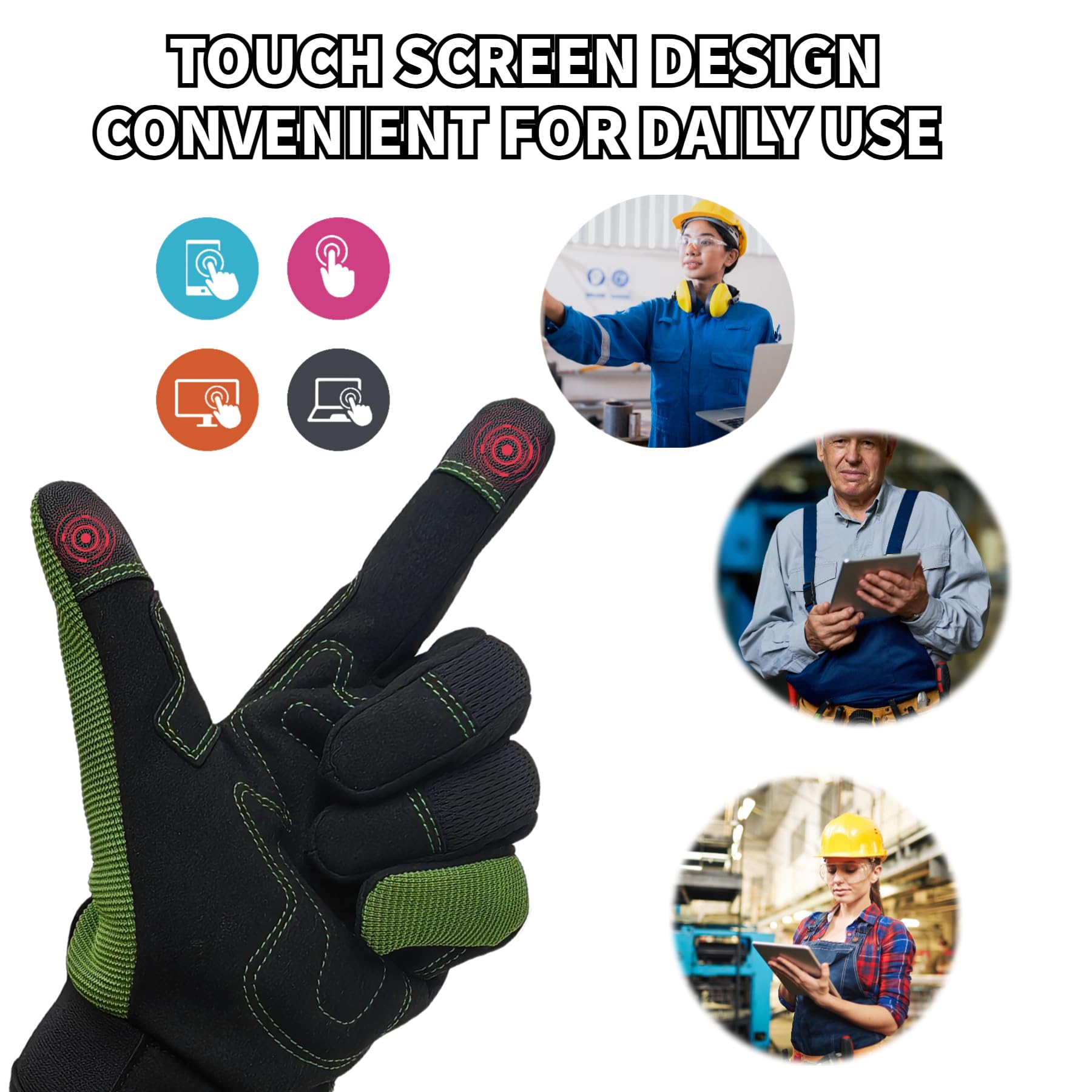 MSUPSAV Gardening Gloves showing touchscreen fingers