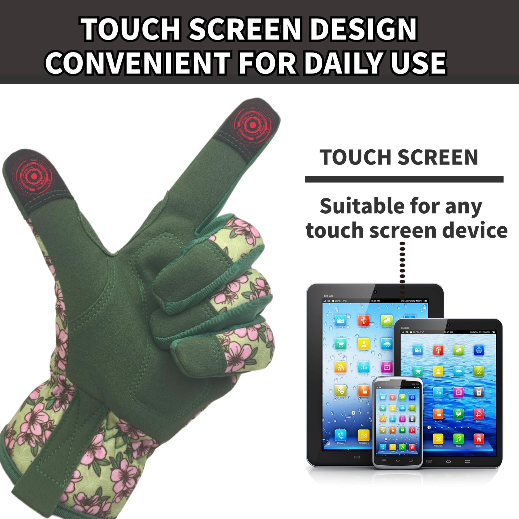 MSUPSAV gardening gloves with adjustable cuff in green and pink