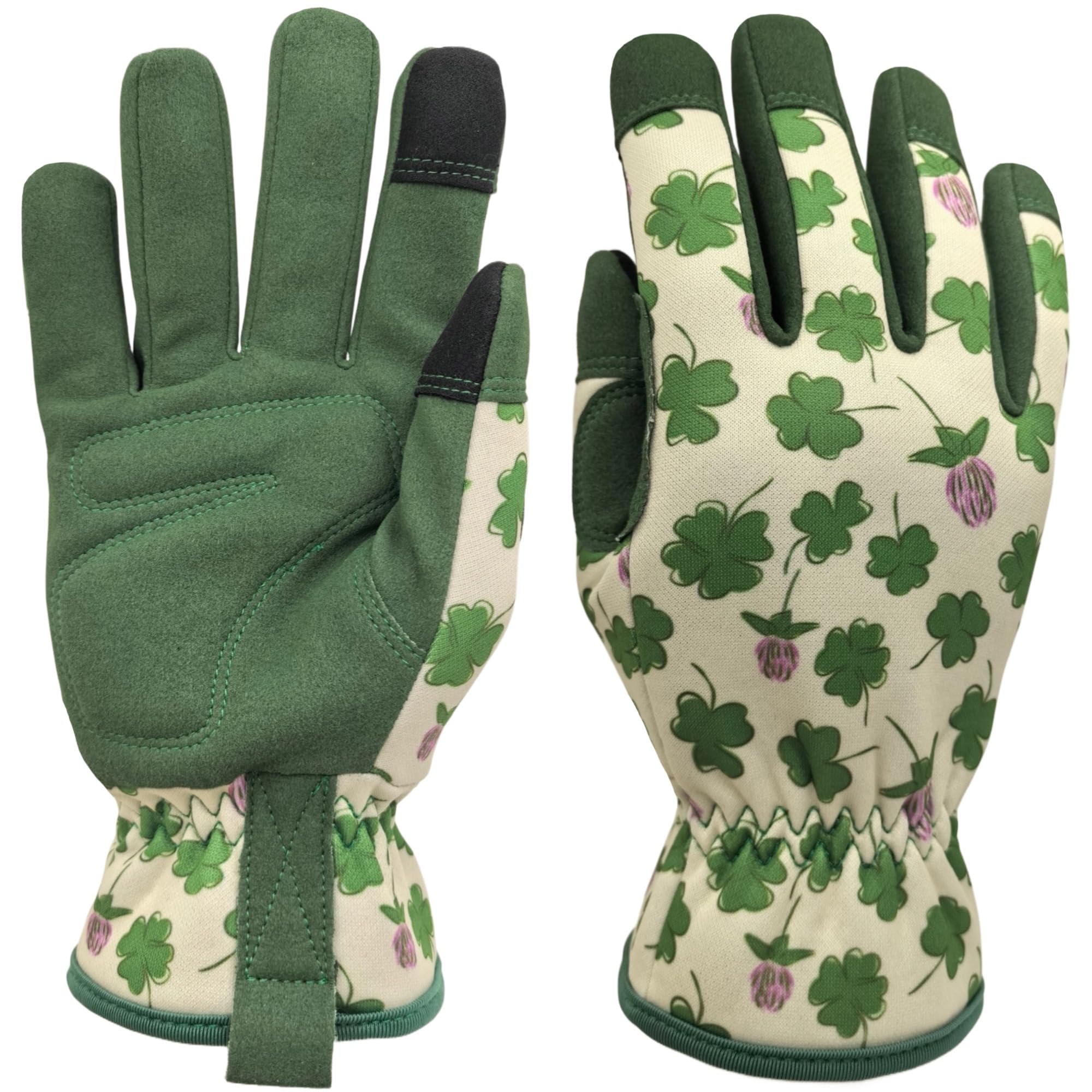 MSUPSAV Gardening Gloves Women green floral design front view