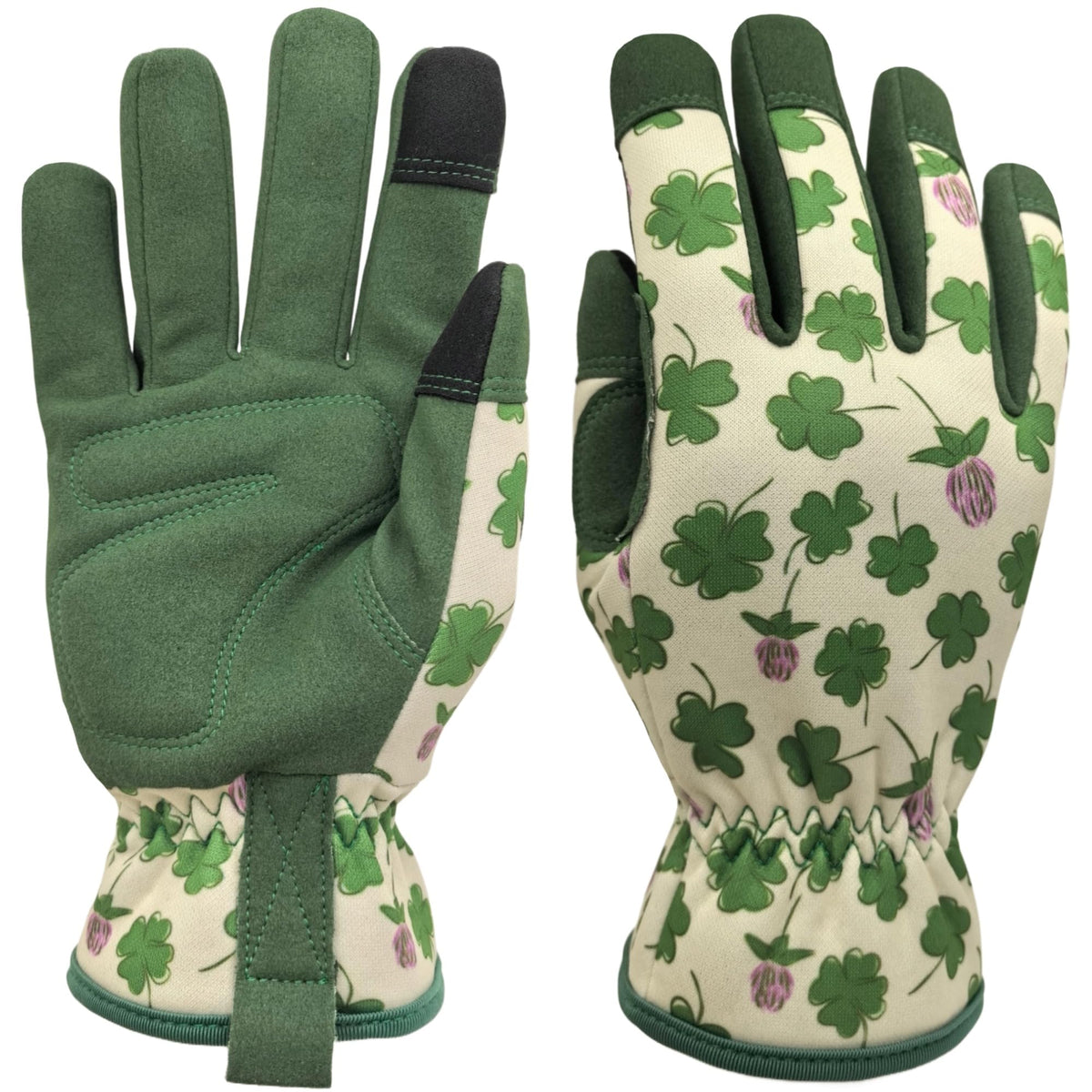 MSUPSAV Gardening Gloves Women green floral design front view