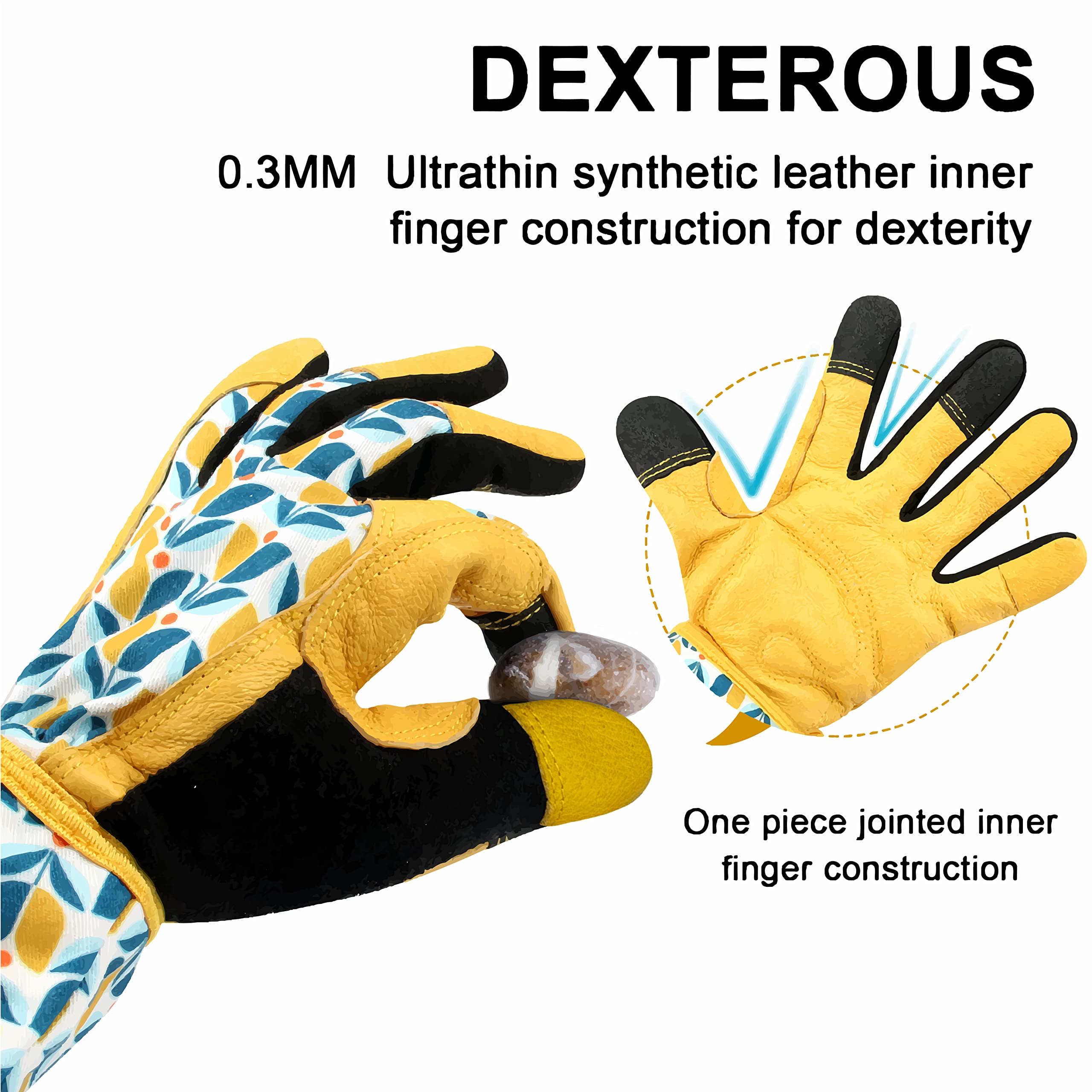 MSUPSAV Men's Garden Gloves X-Large Tuilp back view
