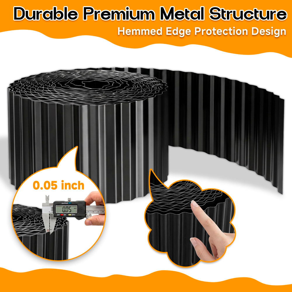 MTART Corrugated Metal Garden Edging side view with hemmed edges