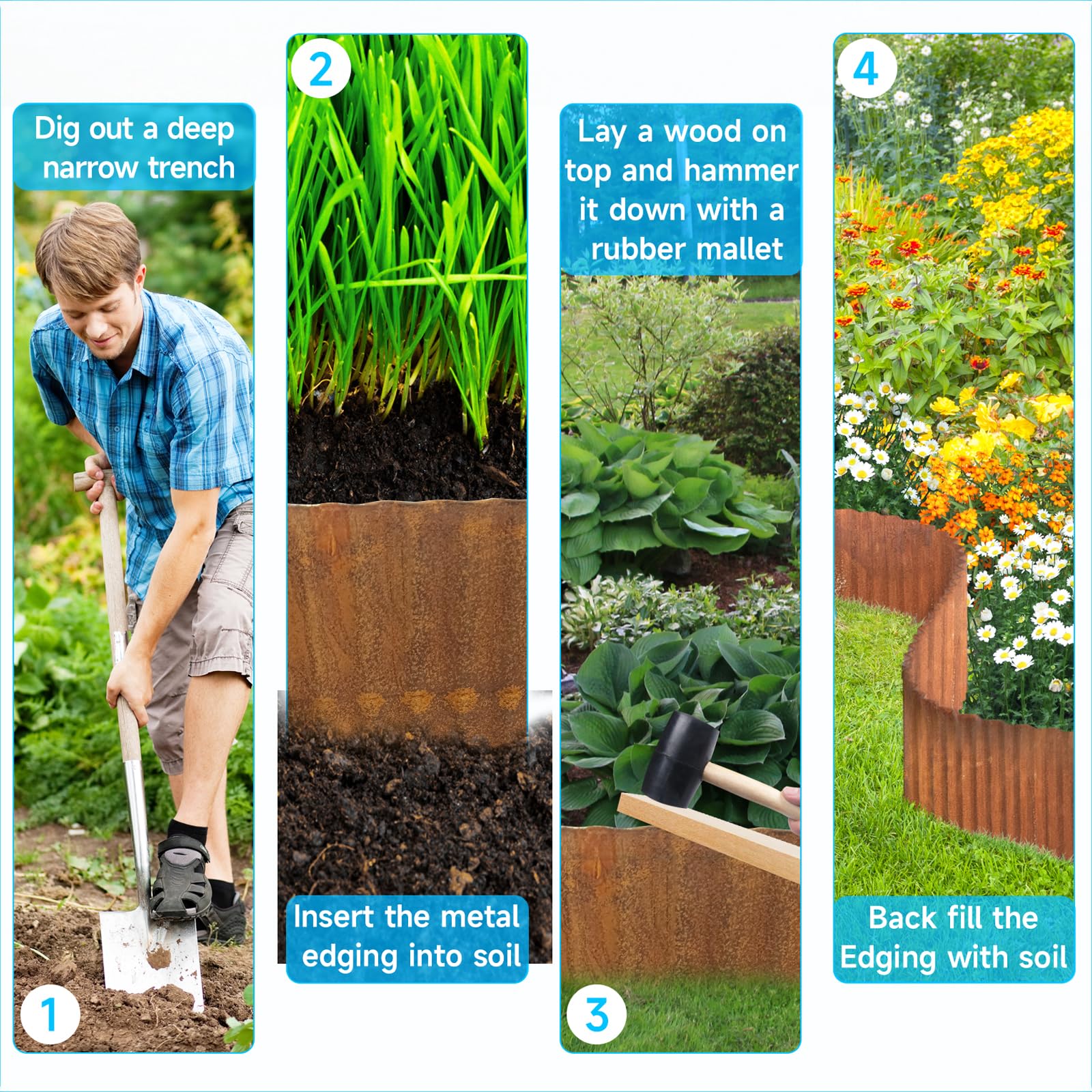 MTART garden edging installed in a flower bed