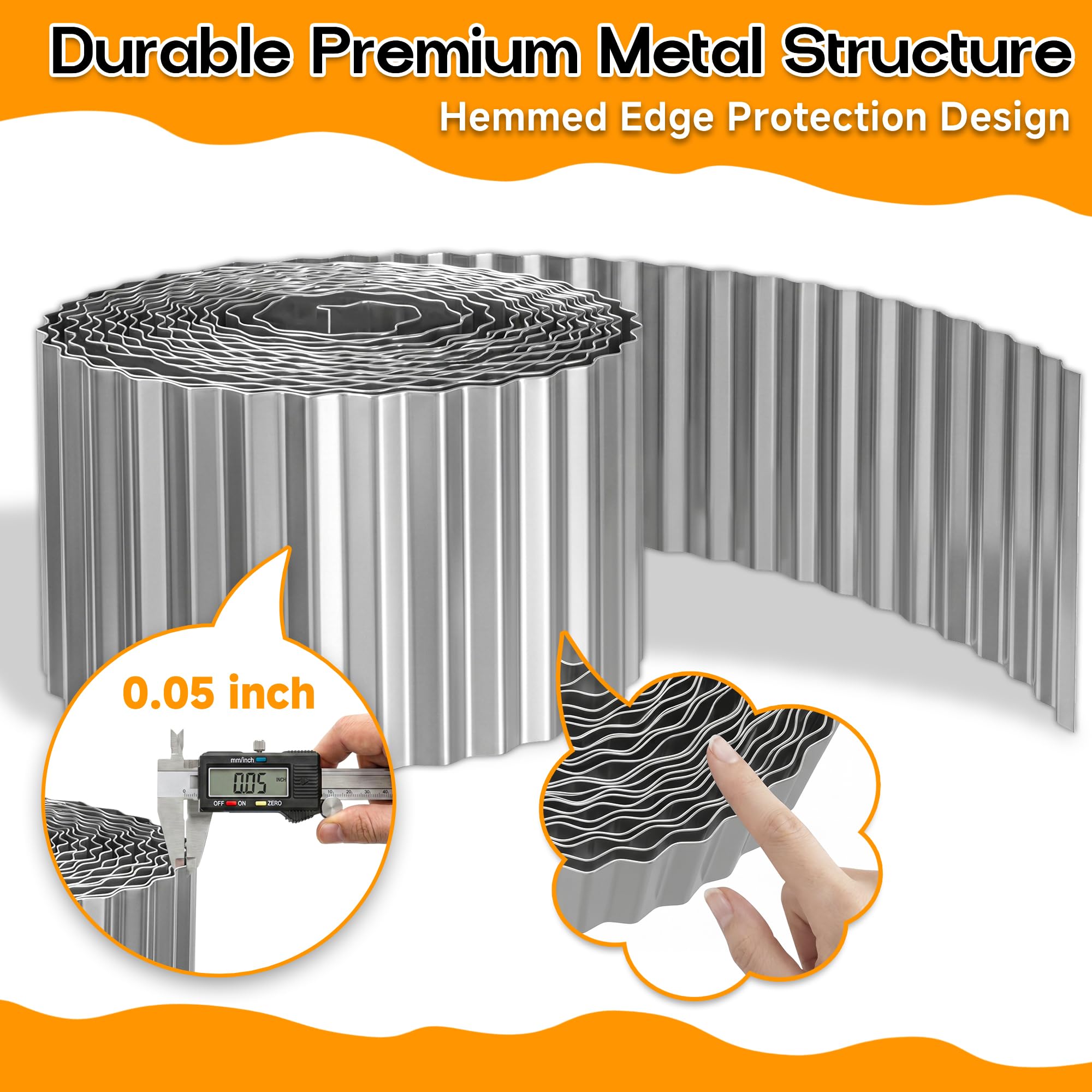MTART Metal Garden Edging 6"×40Ft showing corrugated design