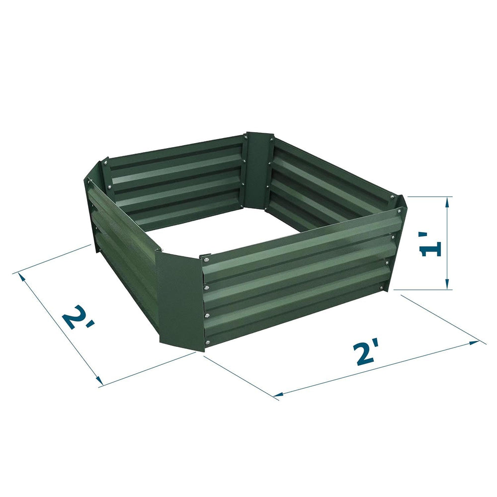 MTB Garden 2x2x1FT raised garden bed green metal side view
