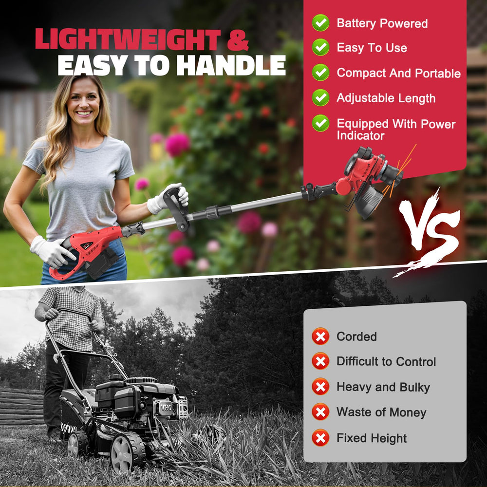 MtiolHig Cordless String Trimmer dimensions and specifications