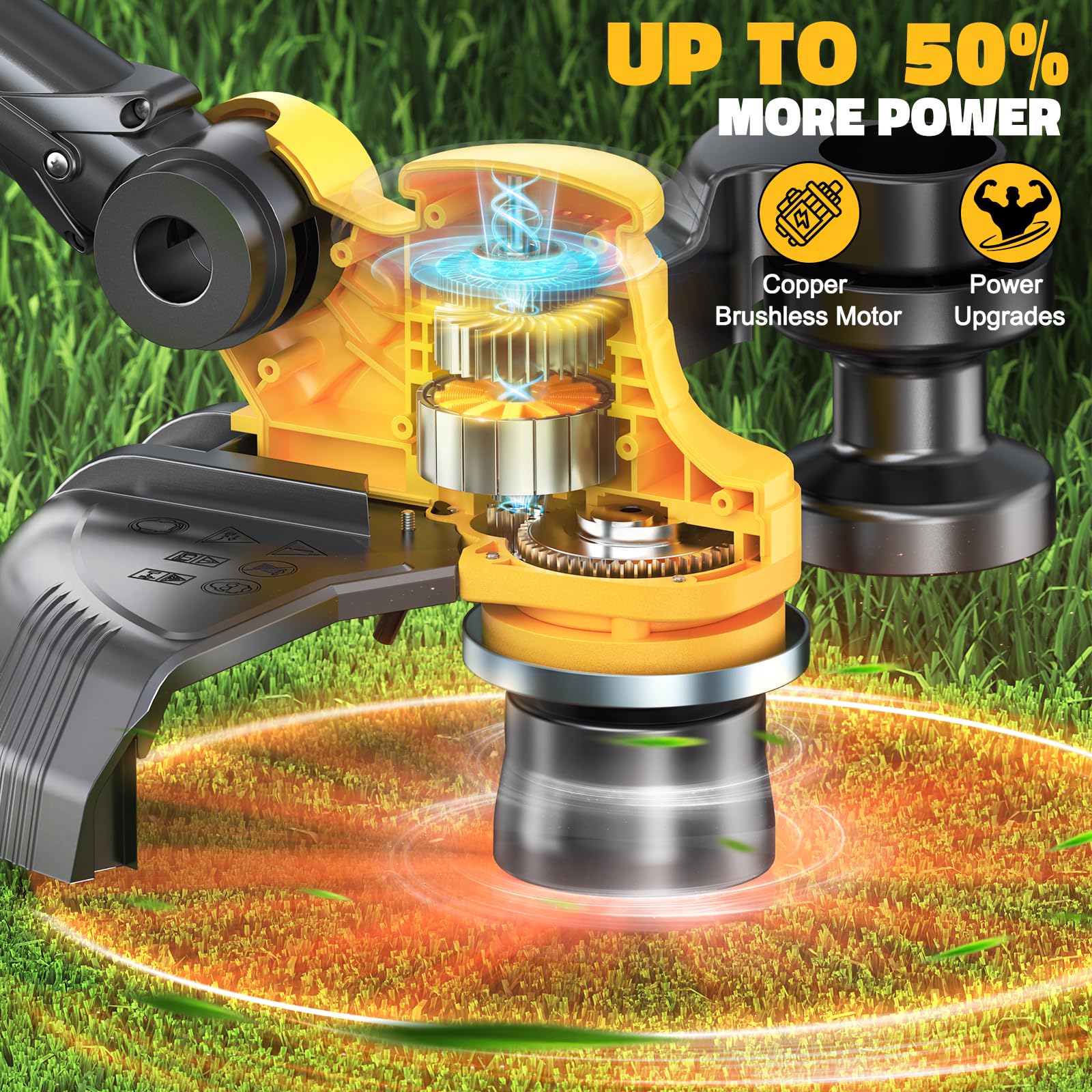 MtiolHig Cordless String Trimmer showing battery level display