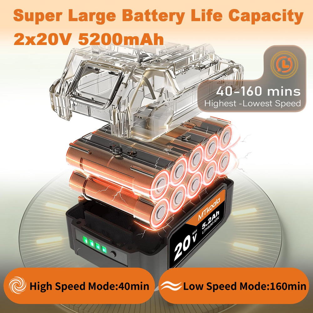 MTKOALA leaf blower showing brushless motor details