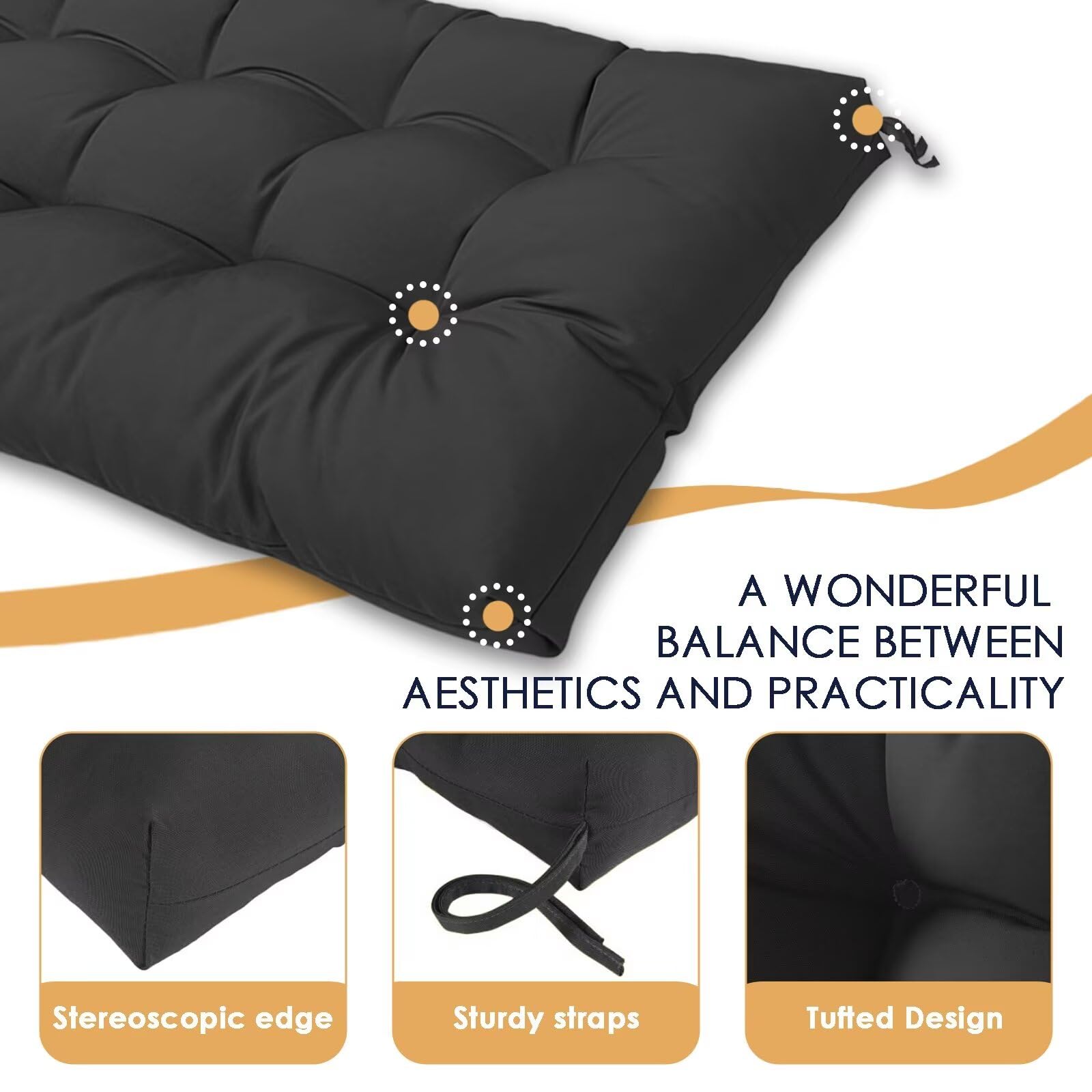 MTMR Outdoor Bench Cushion close-up tufted design