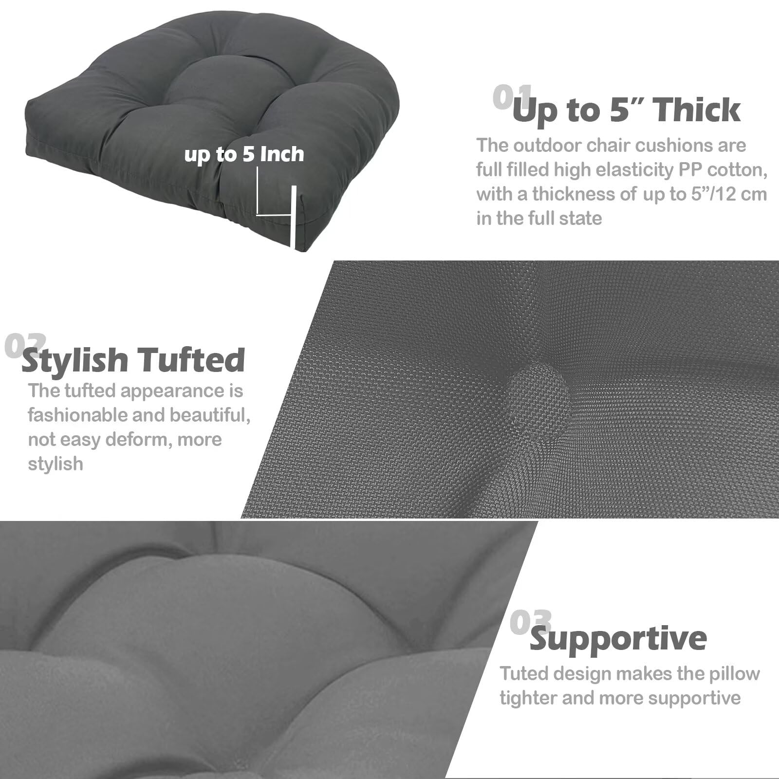MTMR Outdoor Chair Cushion filled with high-elasticity PP cotton