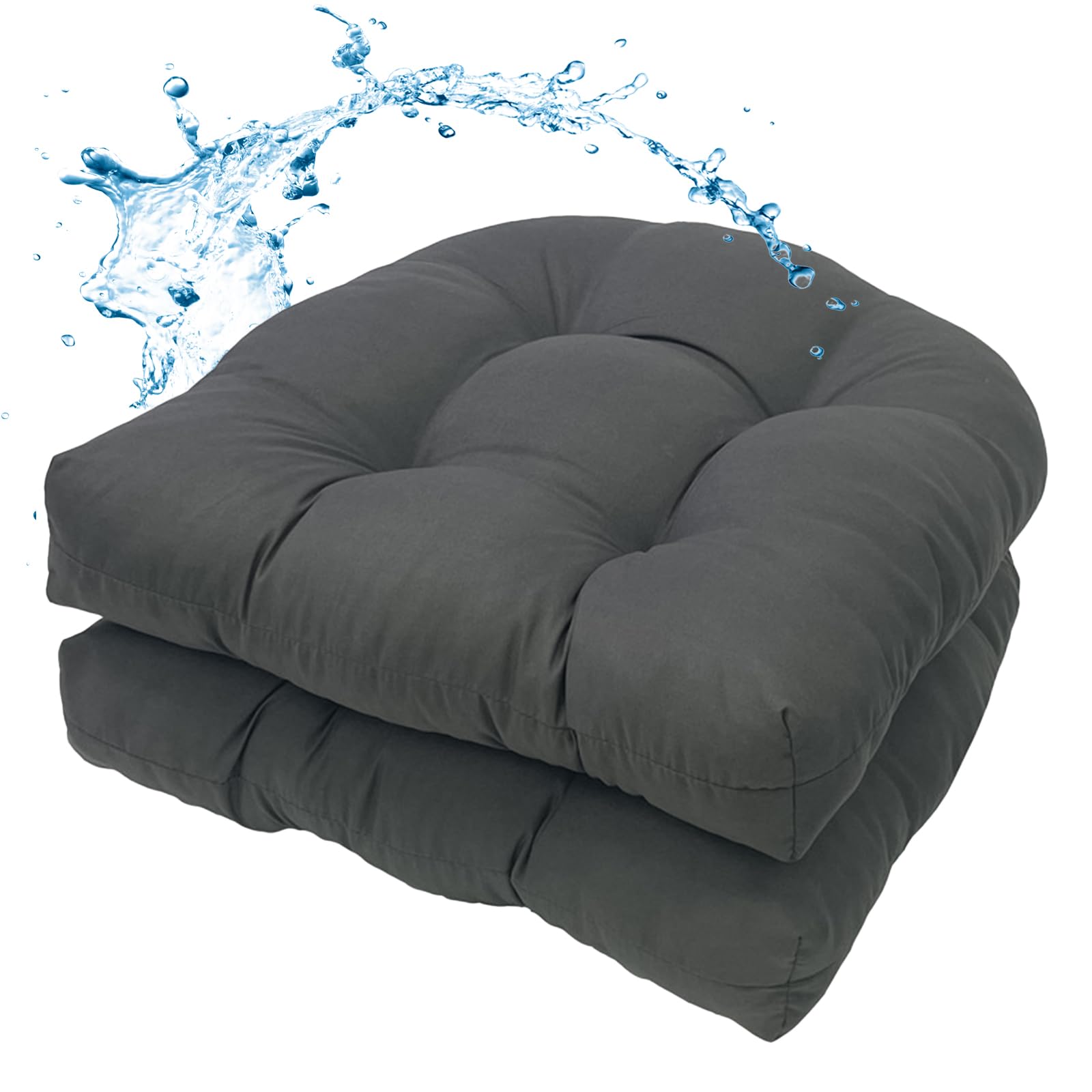 MTMR Outdoor Chair Cushion Set of 2 in dark grey, front view