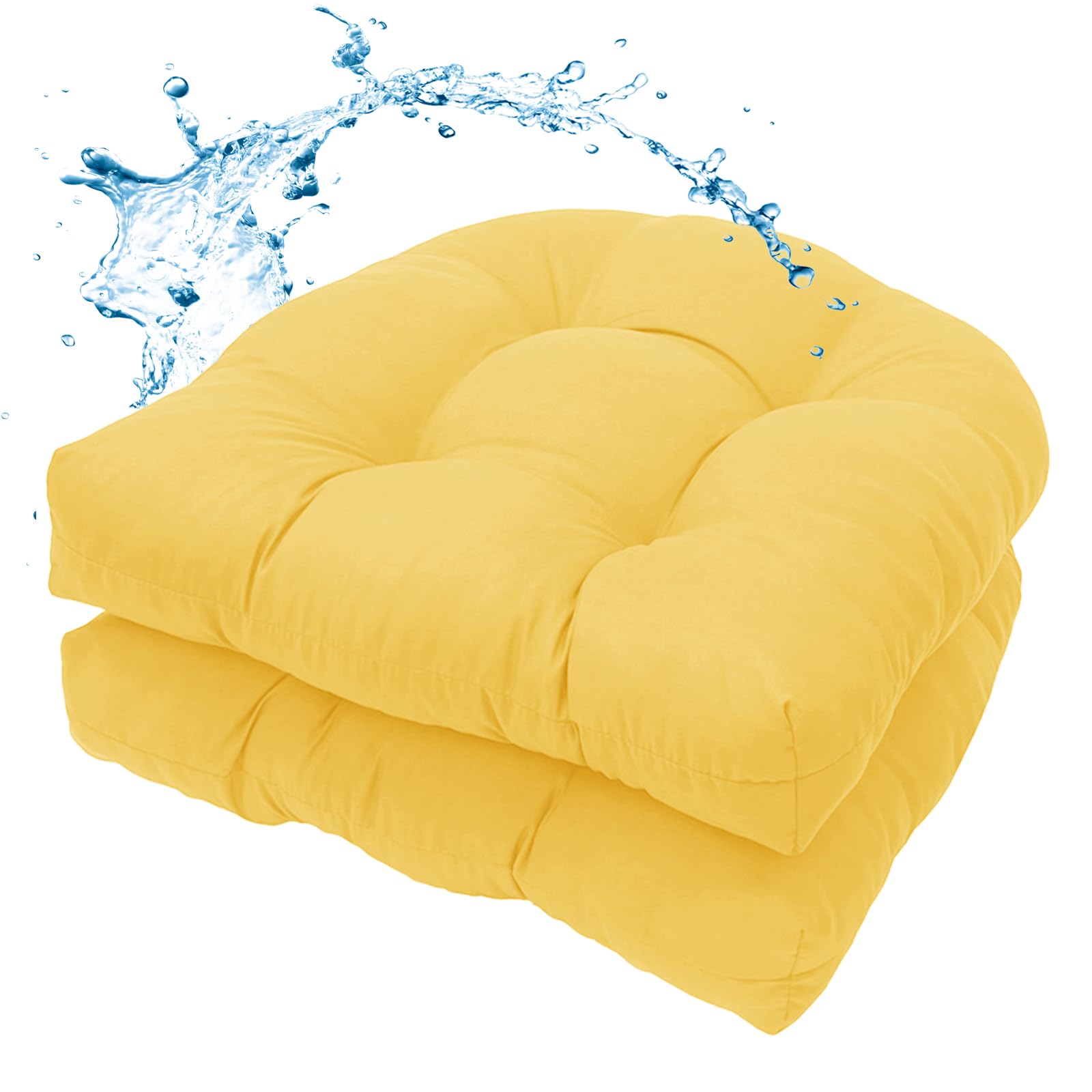MTMR outdoor chair cushion set of 2 in yellow, front view