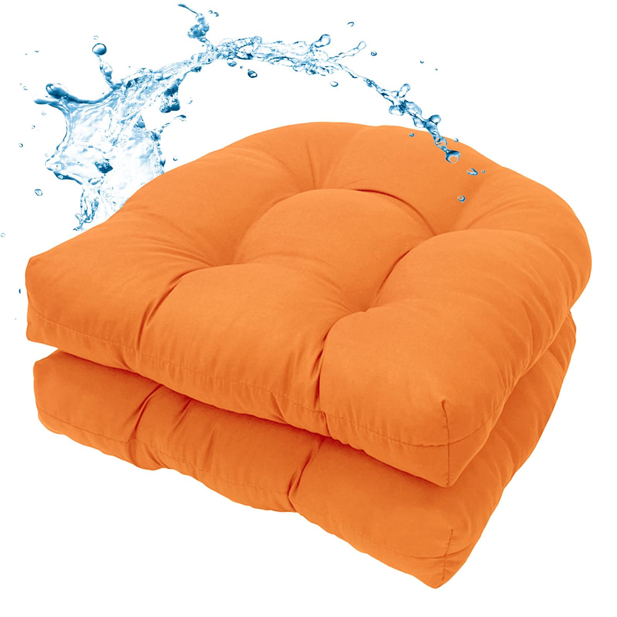 MTMR outdoor chair cushion set of 2, orange tufted design