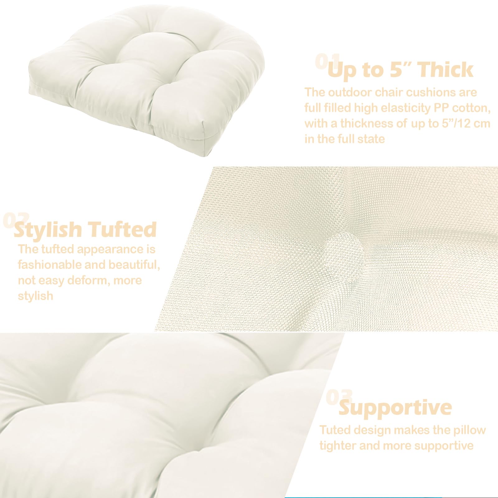 MTMR Outdoor Chair Cushions showing dimensions 19"x19"