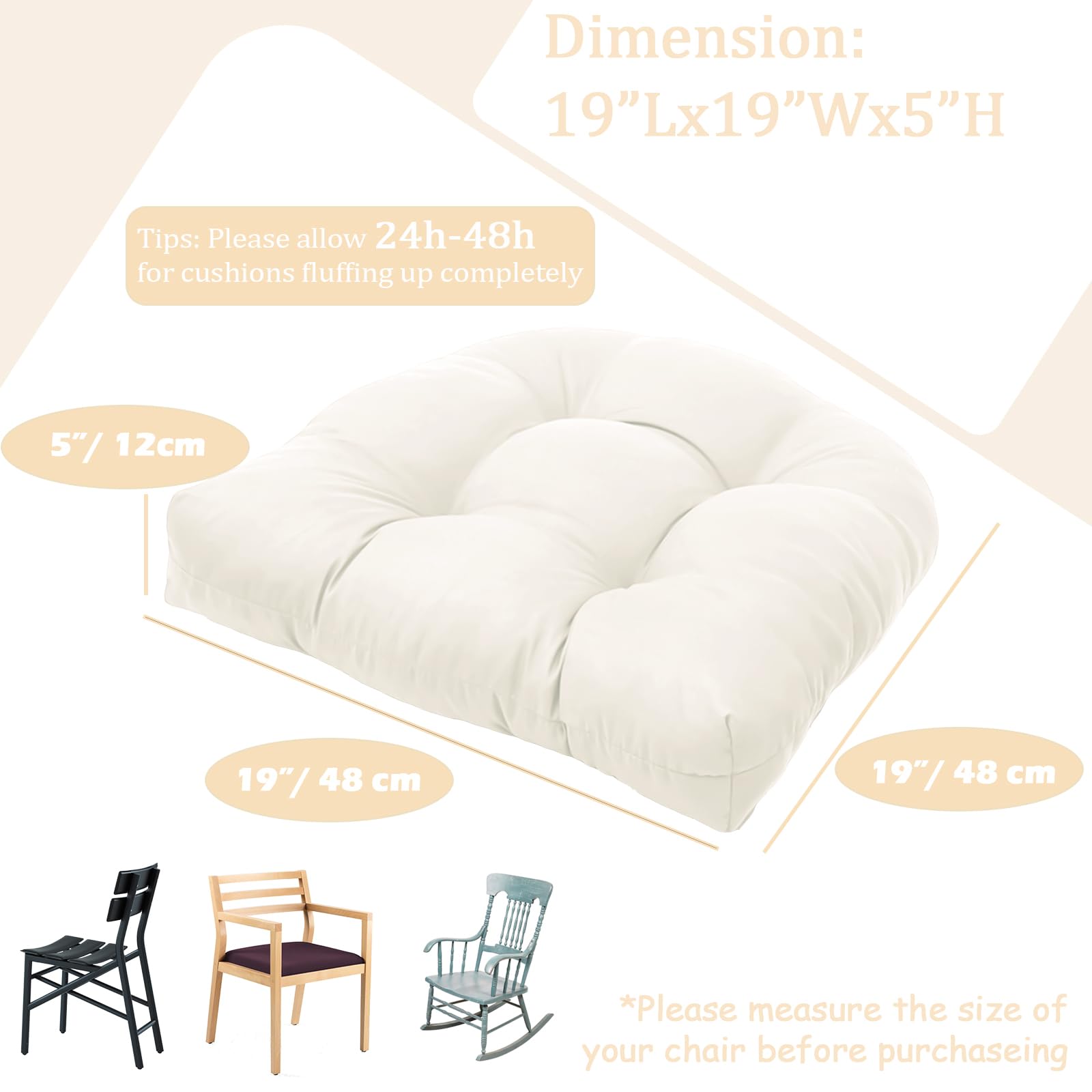 MTMR Outdoor Chair Cushions side view showing tufted design