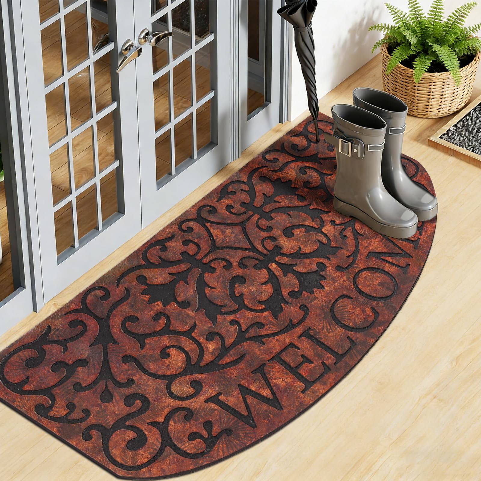 MTOUOCK Heavy Duty Welcome Mat 47x22 in a high-traffic area