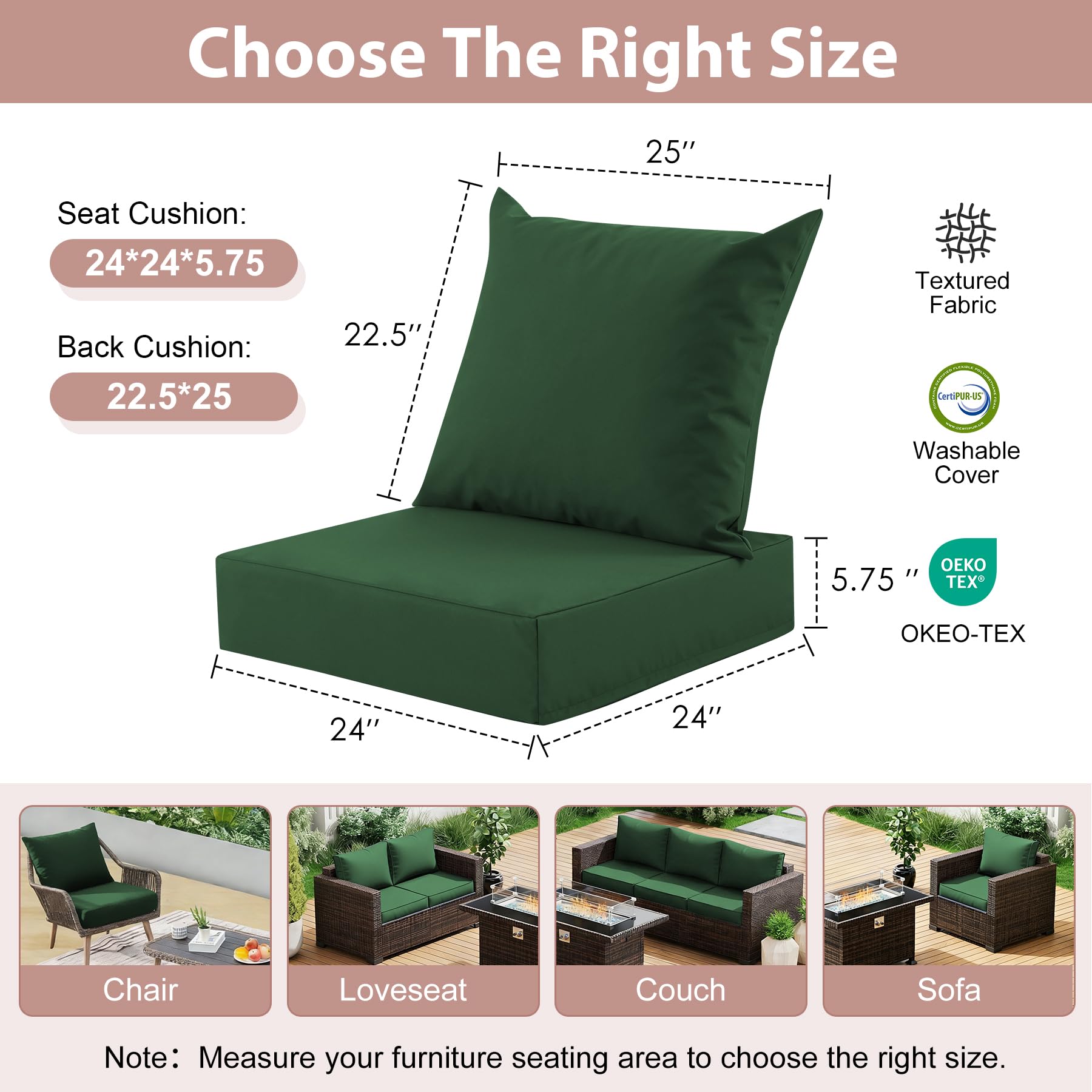 MuaMelop Outdoor cushion back view with adjustable straps