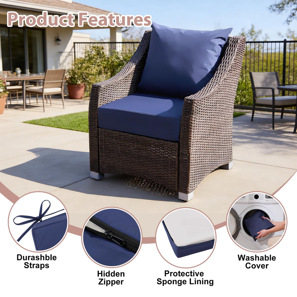 MuaMelop Outdoor Deep Seat Cushion Set displayed on patio furniture
