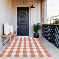 MUBIN Buffalo Plaid Rug in living room setting