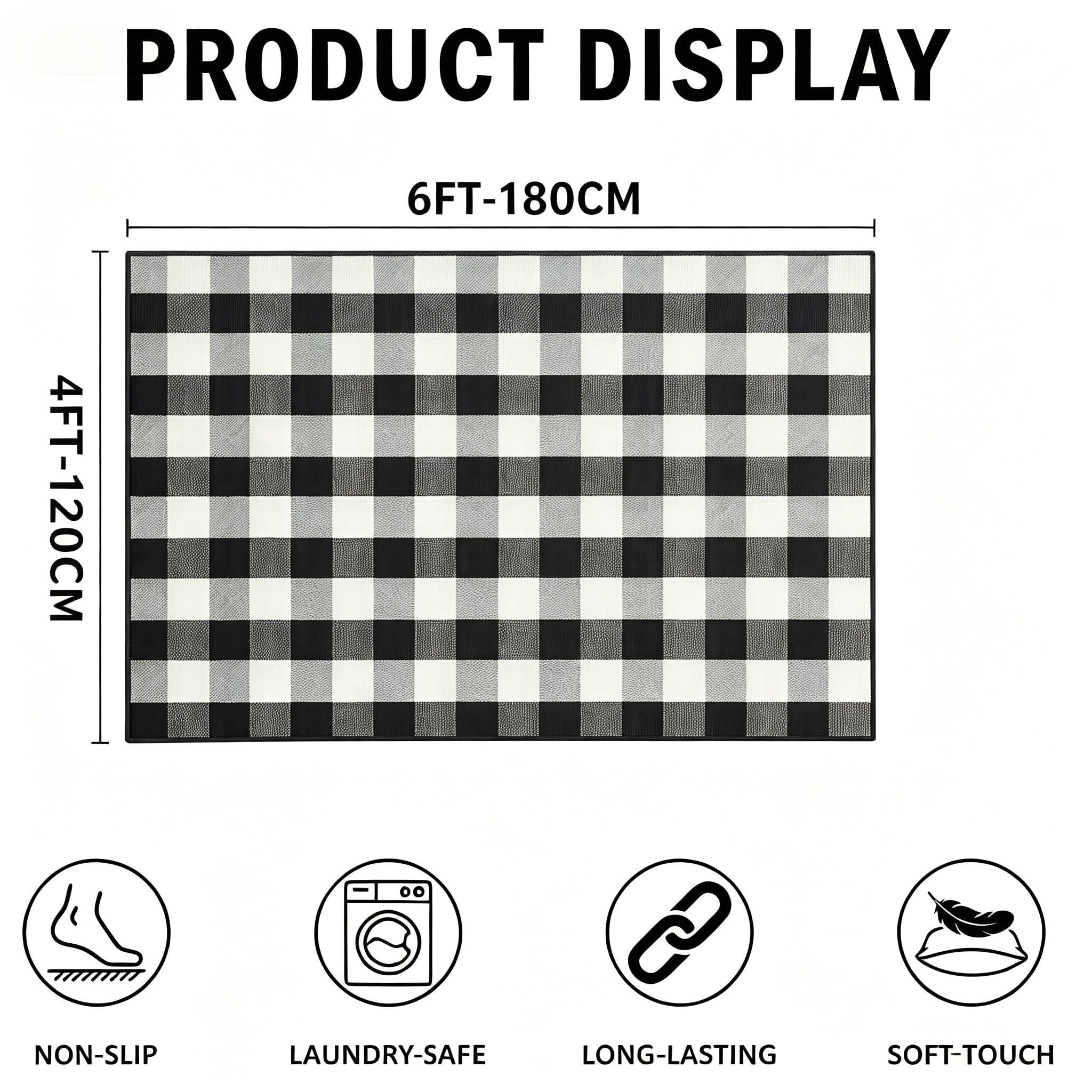 MUBIN Buffalo Plaid Rug in outdoor patio setting