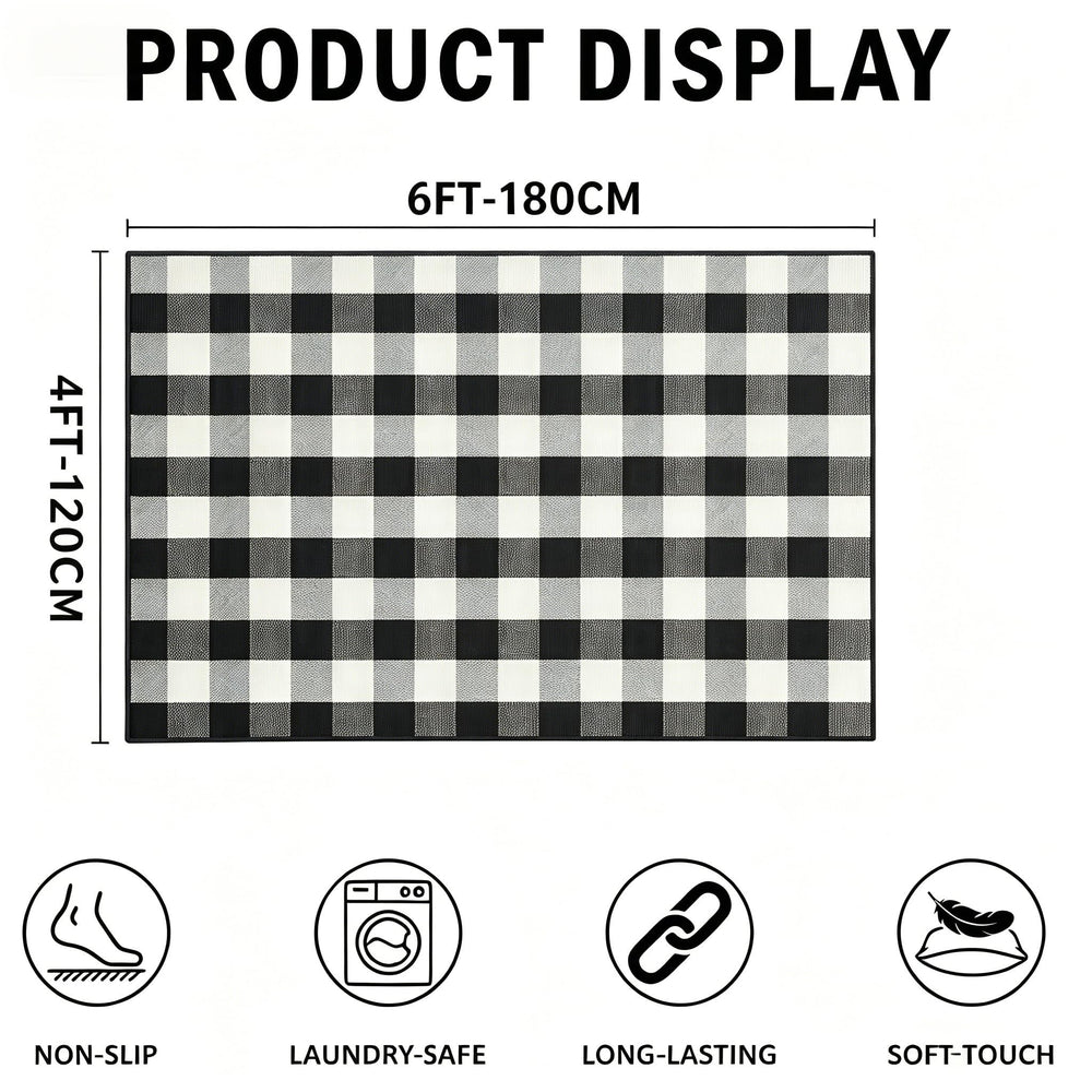 MUBIN Buffalo Plaid Rug in outdoor patio setting