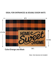 MUBIN Buffalo Plaid Rug layered with a welcome mat