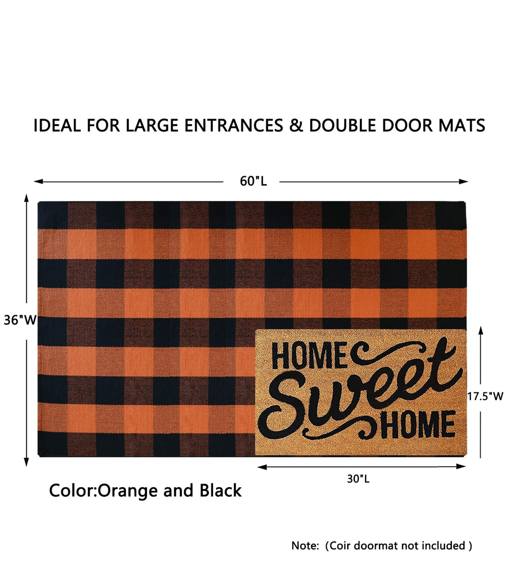 MUBIN Buffalo Plaid Rug with autumn decorations