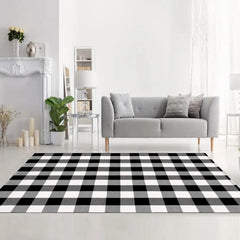 MUBIN Cotton Buffalo Plaid Rug close-up showing texture