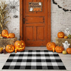 MUBIN Cotton Buffalo Plaid Rug in a living room setting